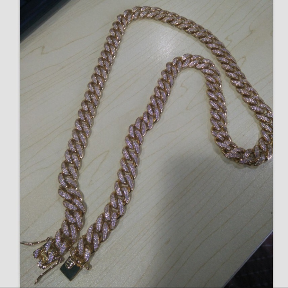 Iced out micro pave Cuban link gold chain 22 inch